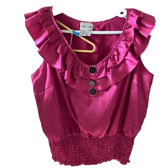 Care n Sport Women's Magenta Sleeves Less Blouse Stretch Top Size 2X - Picture 7 of 10